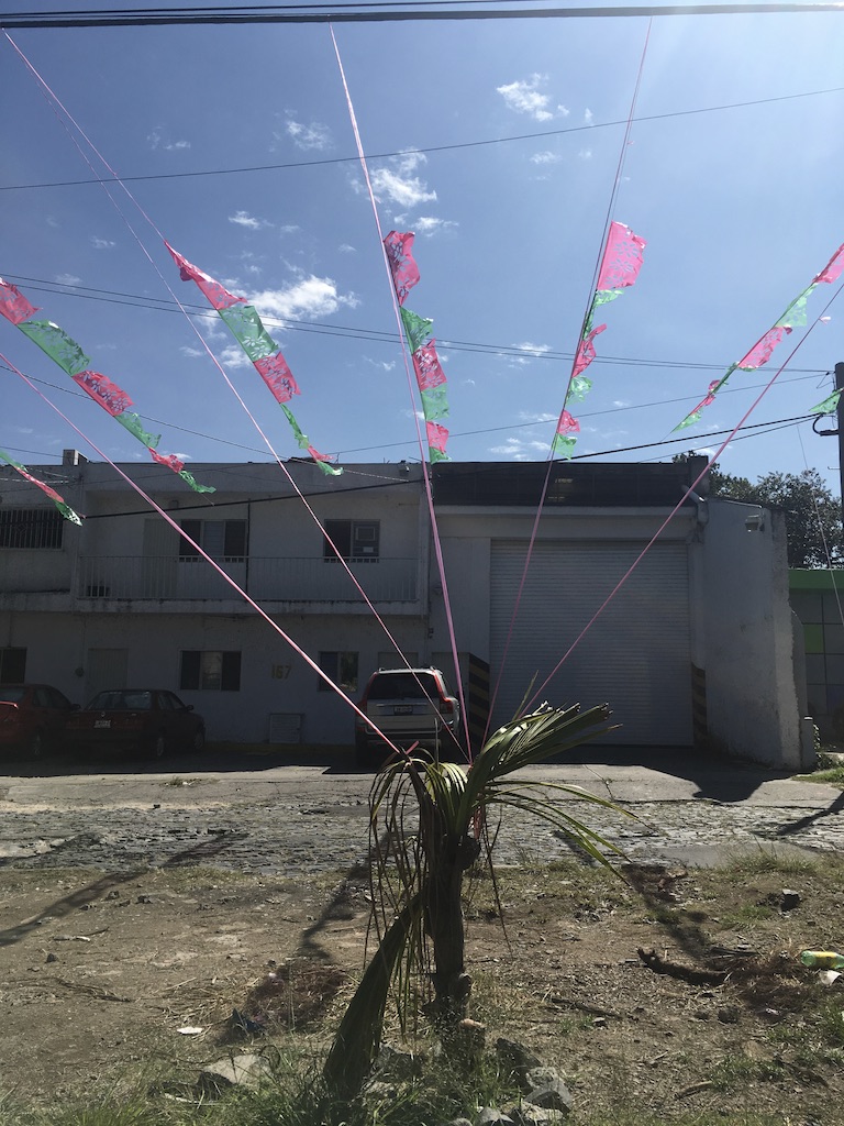 Tendedero para banderas conmemorativas en Ciudad Granja, Zapopan MX, 2018